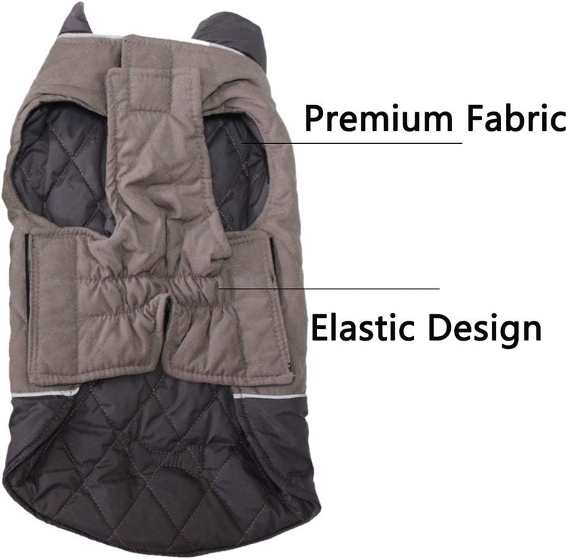Vecomfy Reversible Dog Coat for Small Dogs with 2 Leash Openings | Reversible Dog Jacket with Dual Leash Openings, Warm Winter Coat for Cold Weather Walks,Grey,S
