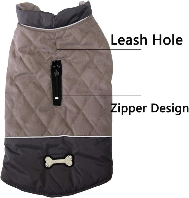 Vecomfy Reversible Dog Coat for Small Dogs with 2 Leash Openings | Reversible Dog Jacket with Dual Leash Openings, Warm Winter Coat for Cold Weather Walks,Grey,S