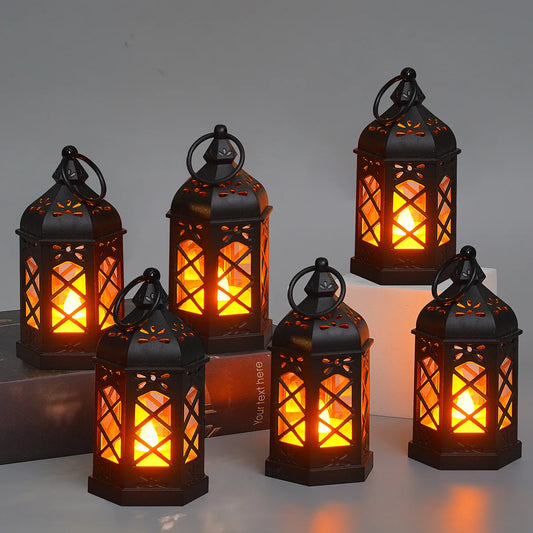 Retro Desktop Lamp Atmosphere Decoration Creative Gift Hexagonal Wind Lamp Candle Lamp Led Wind Lamp Portable Small Horse Lamp