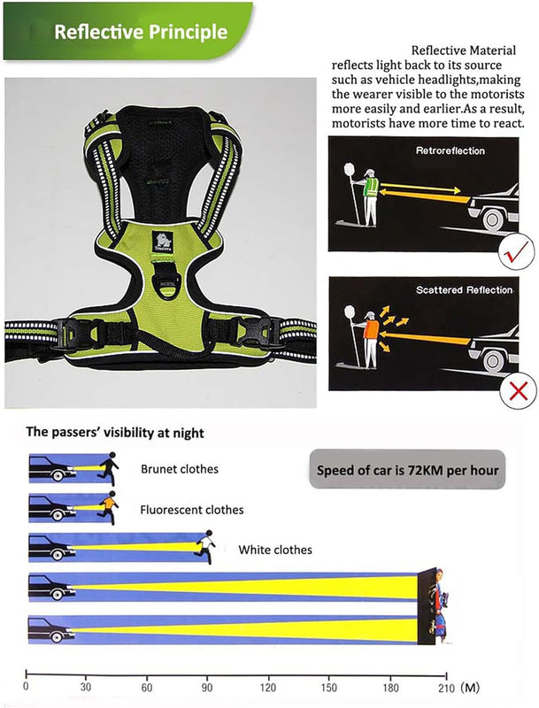 TRUE LOVE Adjustable No-Pull Dog Harness Reflective Vest, Blue, XS | Front Clip, No-Choke, Soft Padded, Control Handle, anti Escape, Dog Car Harness, Walking and Training, Escape Proof, TLH5651