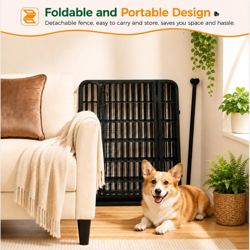 Yaheetech Dog Playpen 32In 16 Panels Pet Fence for Indoor Yard RV Camping | Easy Setup, Heavy Duty Rustproof Frame with Secure Latch Door, DIY Layouts,Foldable Storage, for Small & Medium Dogs