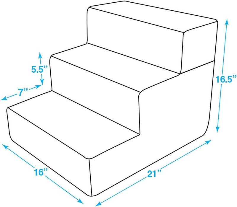 Best Pet Supplies Dog Stairs & Steps - Foam Steps for Small Dogs & Cats, Non-Slip Indoor Balanced Pet Step Support, Dog Ramp, No Assembly, Foldable Stair, 3-Step