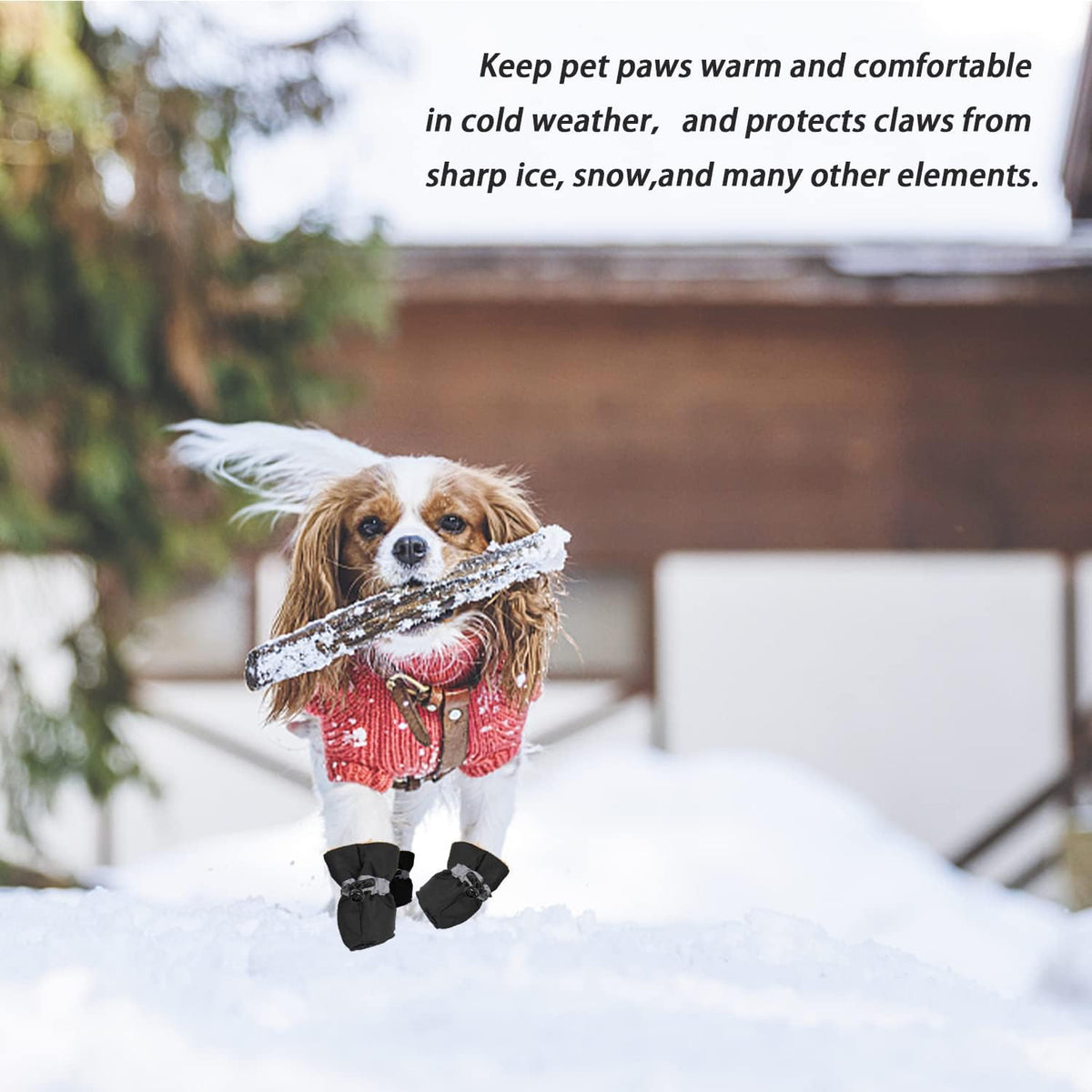 Dog Snow Boots, Dog Shoes for Winter, Dog Winter Boots for Small Medium Dogs Puppies, Dog Boots & Paw Protectors with Anti-Slip Sole and Plush, Pack of 4