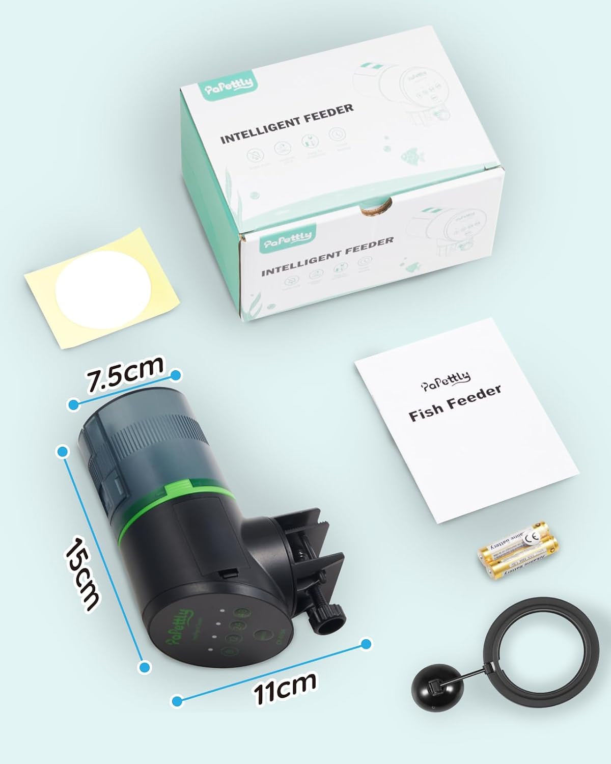 Automatic Fish Feeder for Aquarium - Battery Operated Autofish Feeder Dispenser with Lid, Moisture-Proof Auto Fish Feeder with Timer, 2 AAA Batteries and Fish Feeder Ring Included