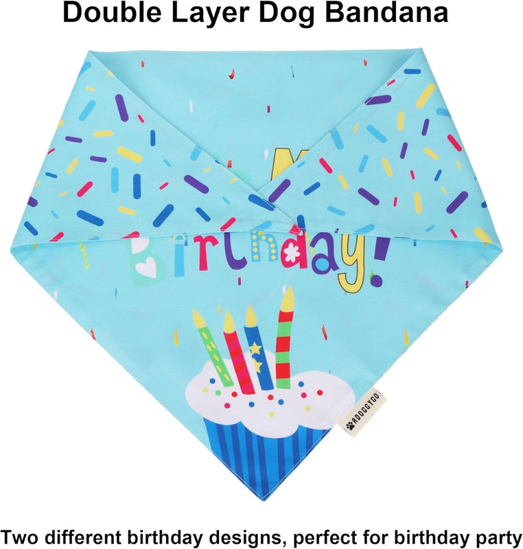 ADOGGYGO Dog Birthday Hat, Blue Birthday Boy Bandana with Bow Tie, Large | 3 Sizes, It'S My Birthday Dog Bandana, Colorful Pom Pom Hat, Bow Tie & Age Numbers for Medium Large Dogs