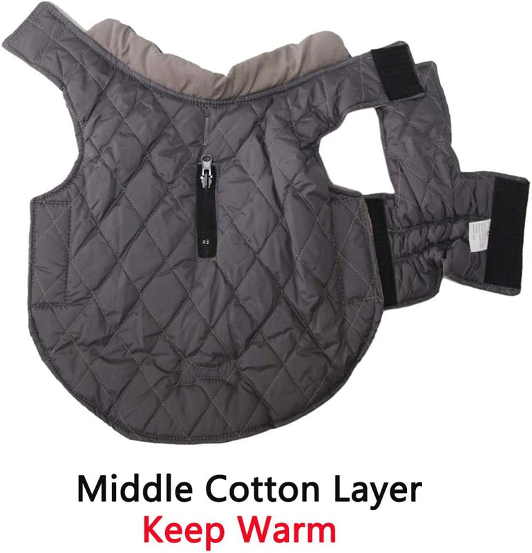 Vecomfy Reversible Dog Coat for Small Dogs with 2 Leash Openings | Reversible Dog Jacket with Dual Leash Openings, Warm Winter Coat for Cold Weather Walks,Grey,S