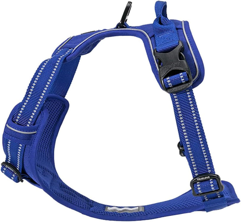TRUE LOVE Adjustable No-Pull Dog Harness Reflective Pup Vest Harnesses Comfortable Control Brilliant Colors Truelove Tlh5651(Royal Blue,L) | Front Clip, No-Choke, Soft Padded, Control Handle, anti Escape, Dog Car Harness, Walking and Training, Escape Proo