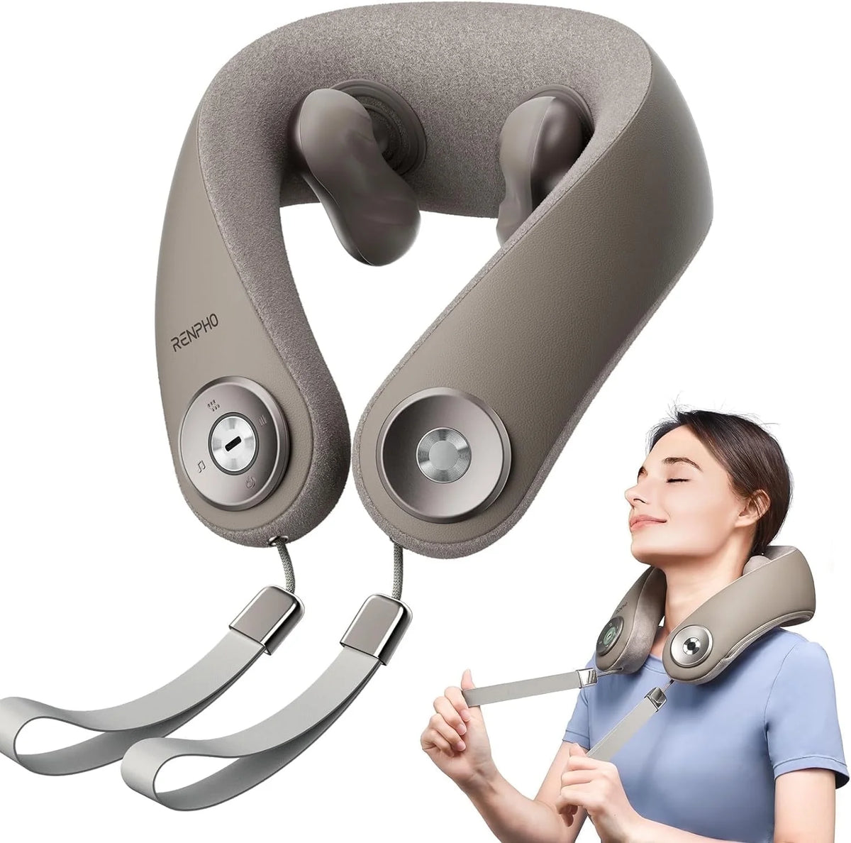 Cordless Shiatsu Neck and Shoulder Massager with Heat, Bluetooth Music