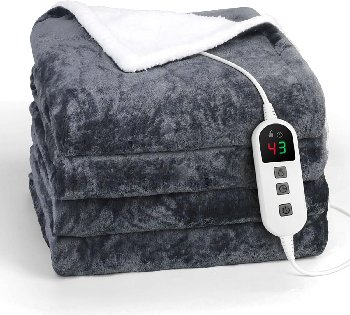 Electric Blanket 200X150Cm Grey, Electric Throw Blanket for Bed Office
