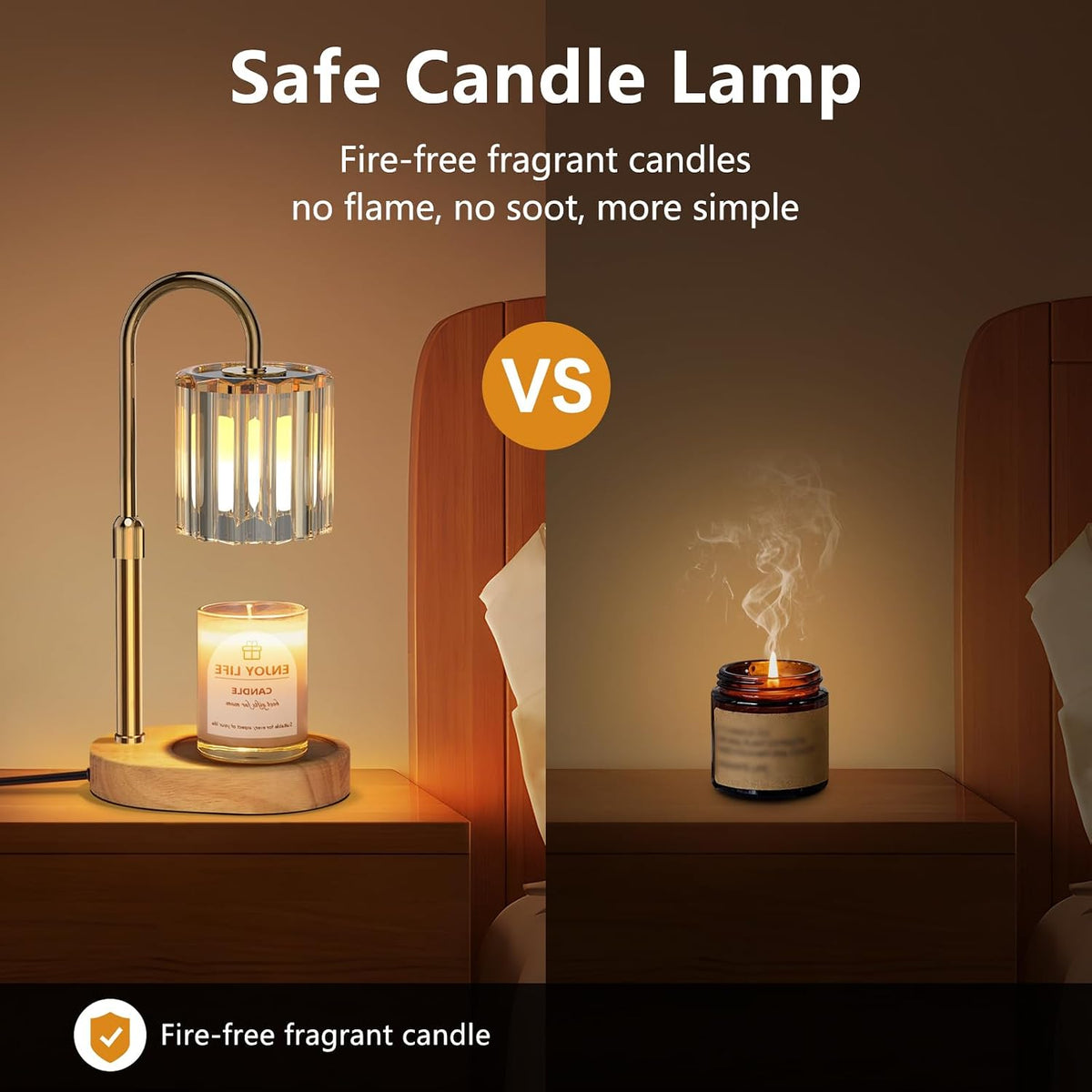 Candle Warmer Lamp with 2 Bulbs, Timer and Dimmer, Adjustable Height, Birthday Gifts for Women Mom, Wax Melt Warmer for Scented Jar Candles (074 Gold + 2 Replacement Bulbs)