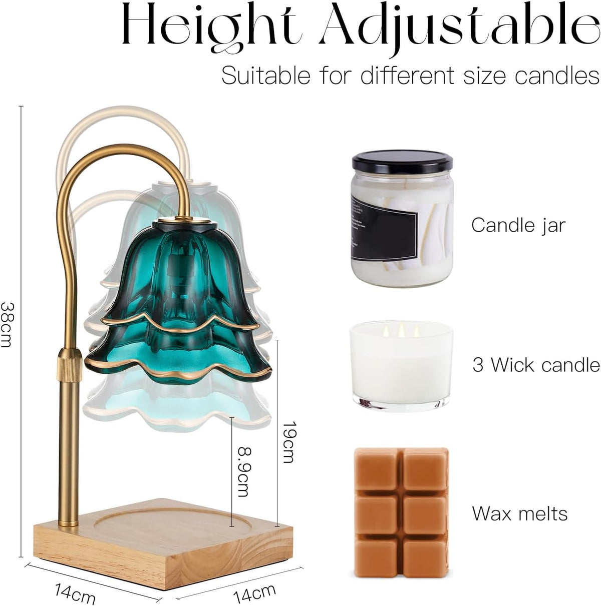 Candle Warmer Lamp with Timer, Green Flower Dimmable Wax Melt Lamp