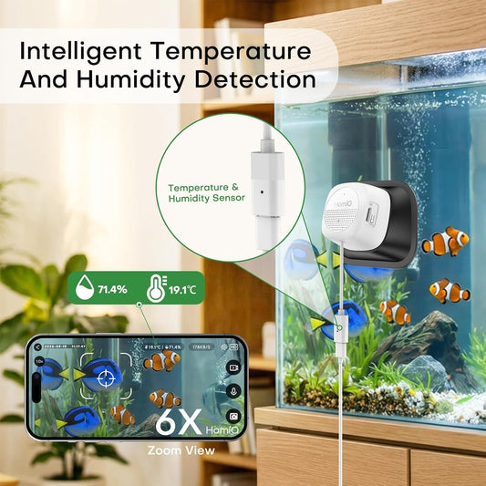 3MP 2K Aquarium & Terrarium Pet Camera.Magnetic Install &Close-Focus Lens for Fish,Lizard, Reptile Pet and Window Bird Feeder,2.4Ghz & 5Ghz Wifi,Color Night Vision,Auto-Focus,24/7 Recording