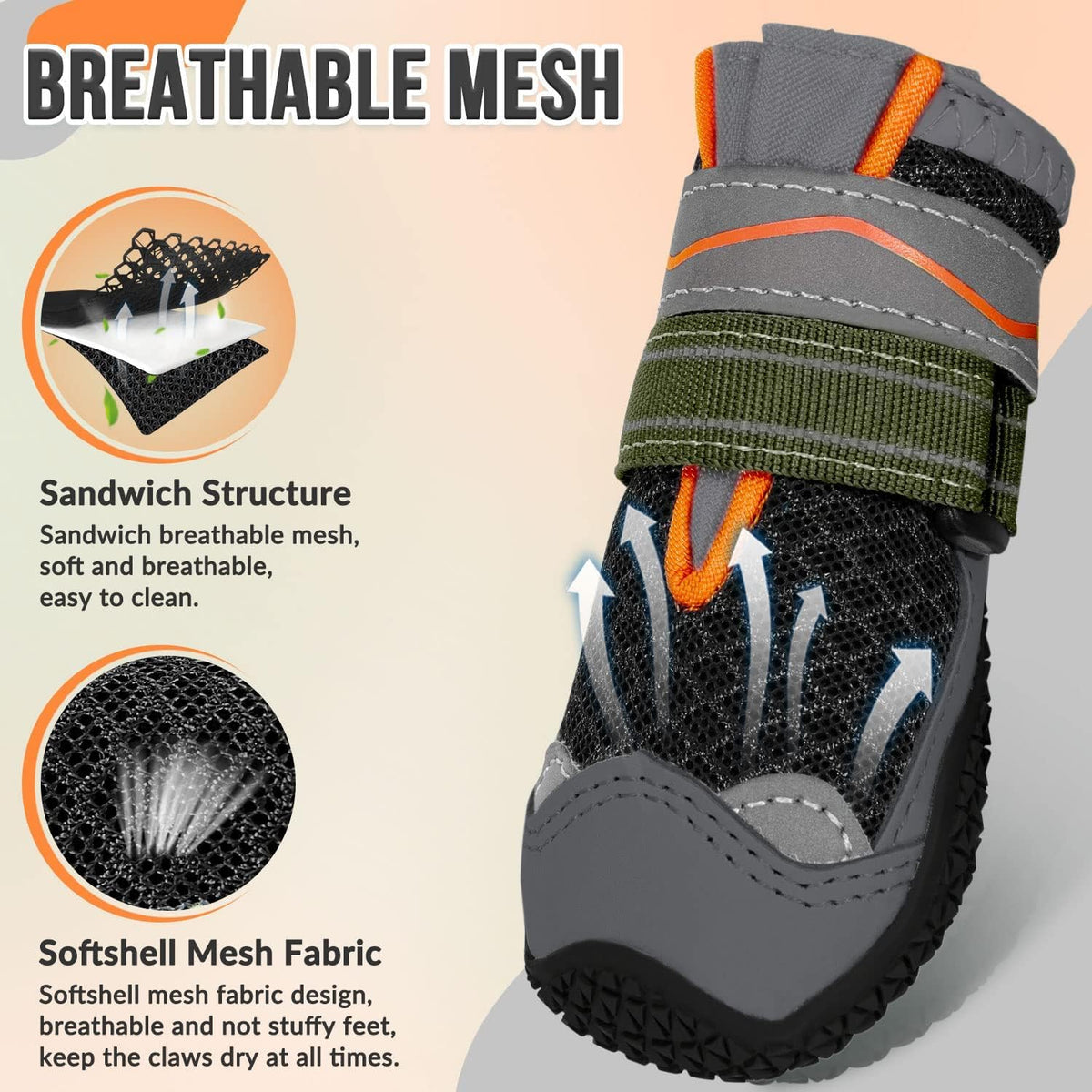Dog Boots Paw Protector, Breathable Dog Boots for Injured Paws, 2Pcs