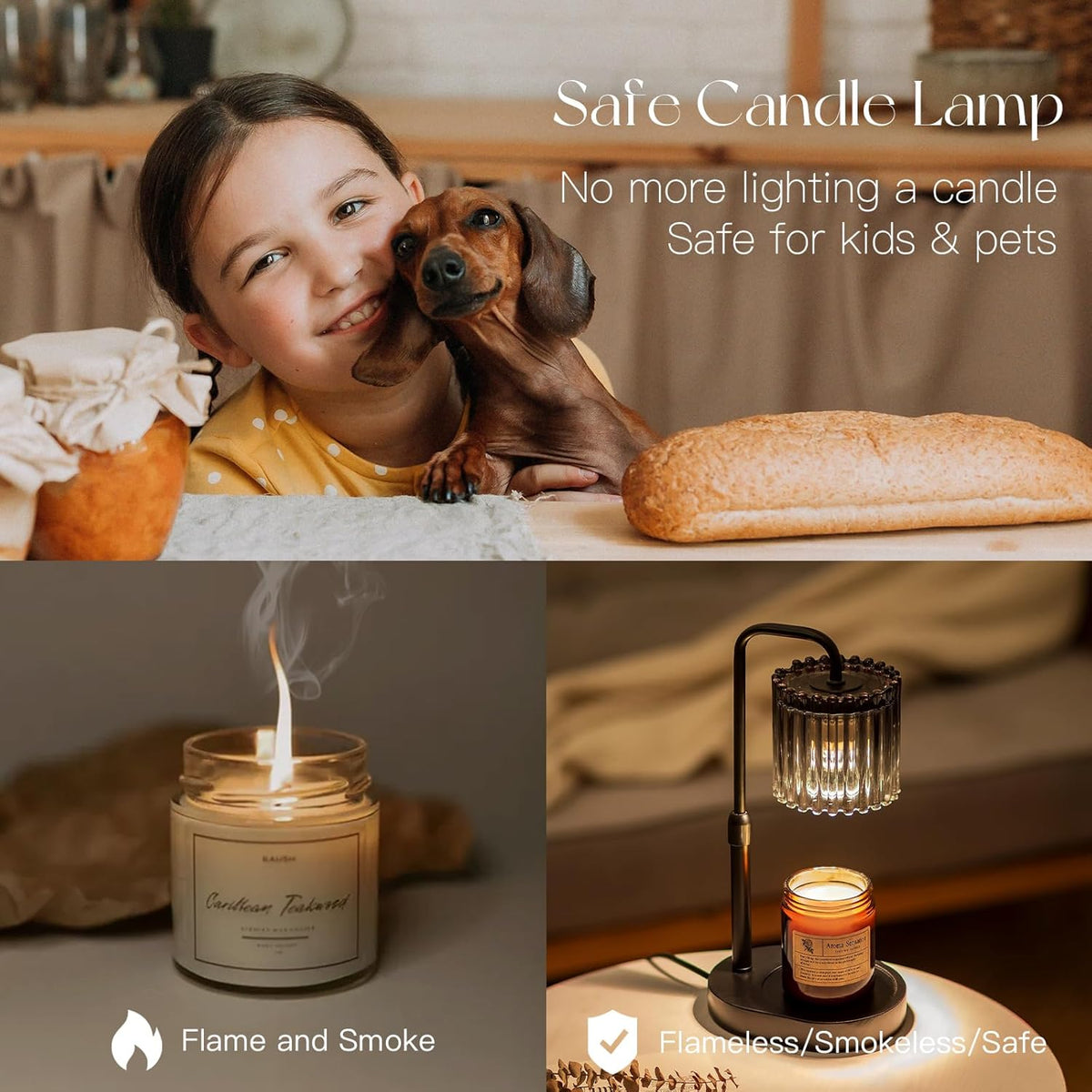 Black Candle Warmer Lamp with Timer, Birthday Gifts for Women Mum