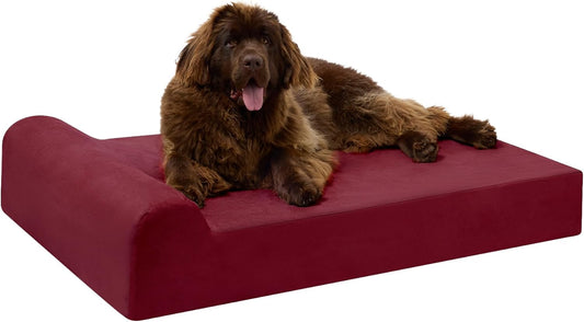Big Barker 7" Pillow Top Orthopedic Dog Bed - XL Size - 52 X 36 X 7 - Burgundy - for Large and Extra Large Breed Dogs (Headrest Edition)