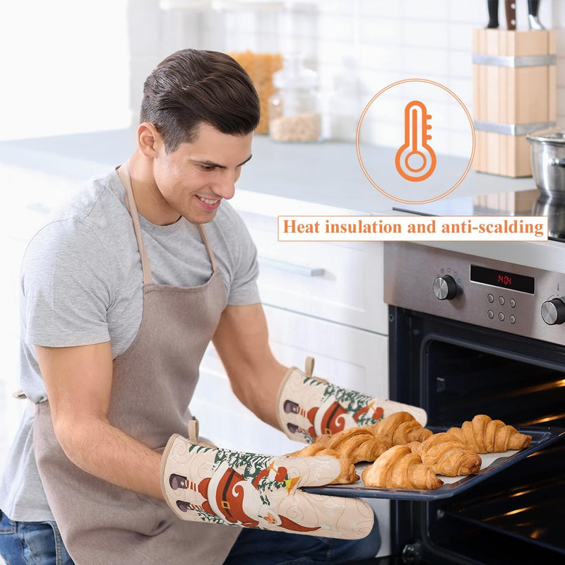 Bestonzon 5Pcs Christmas Oven Mitts and Pot Holders Sets, Heat Resistant Oven Gloves, Christmas Kitchen Decor for Kitchen Cooking Baking Grill Baking BBQ and Accessories