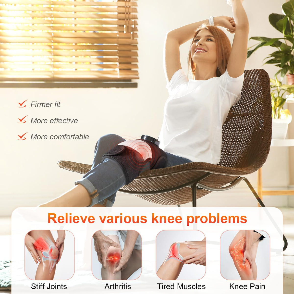 Heated Knee Massager, FSA Eligible 3-In-1 Elbow Shoulder Knee Heating Pad