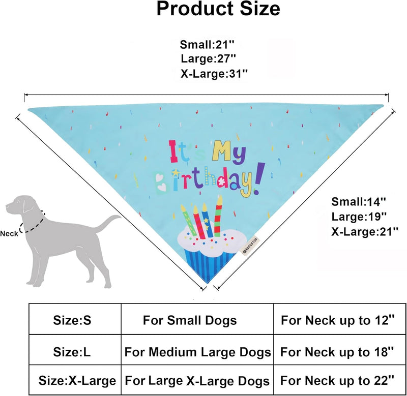 ADOGGYGO Dog Birthday Hat, Blue Birthday Boy Bandana with Bow Tie, Large | 3 Sizes, It'S My Birthday Dog Bandana, Colorful Pom Pom Hat, Bow Tie & Age Numbers for Medium Large Dogs