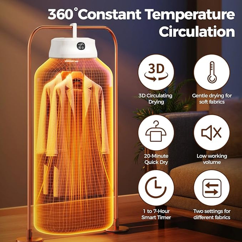 Portable Clothes Dryer, Electric Mini Drying Machine with Timer and Dry Bag, Compact Laundry Dryer for Quickly Drying Socks, Underwear, Baby Clothes for Travel Hotel Apartments Use