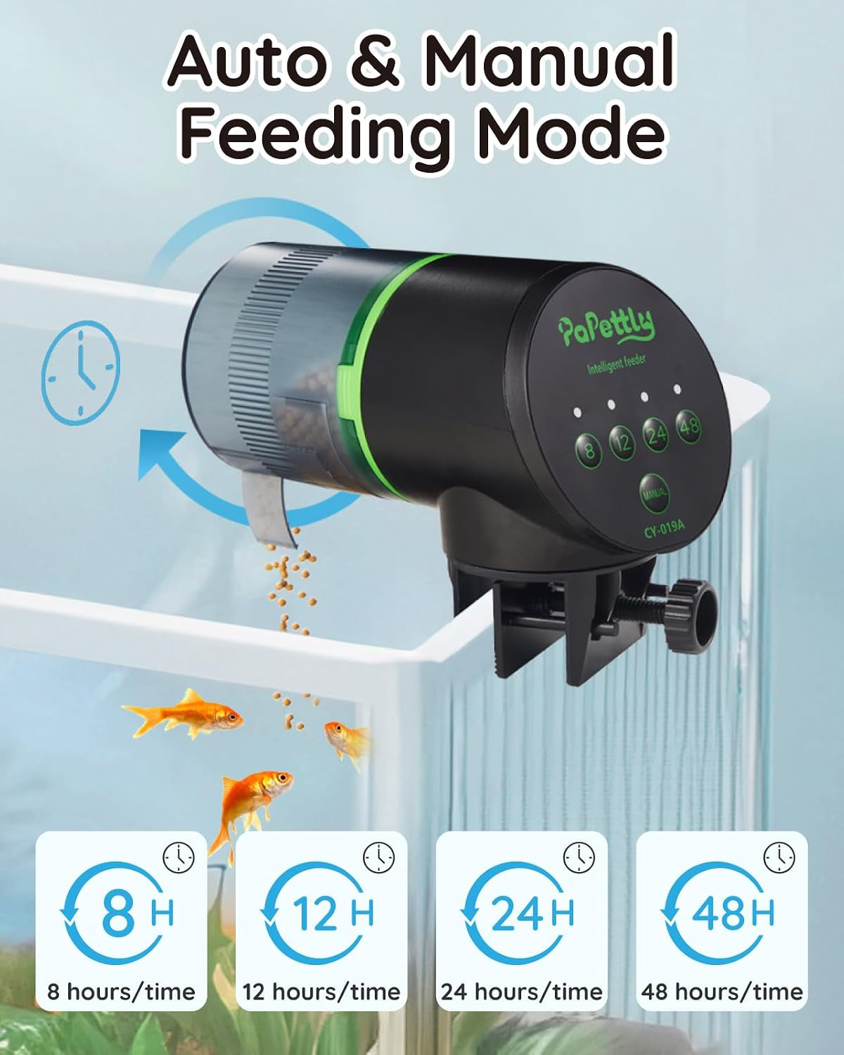Automatic Fish Feeder for Aquarium - Battery Operated Autofish Feeder Dispenser with Lid, Moisture-Proof Auto Fish Feeder with Timer, 2 AAA Batteries and Fish Feeder Ring Included