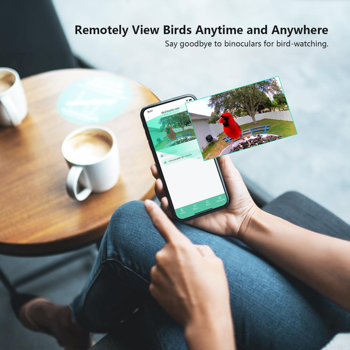 2K Smart Bird Feeders with Camera Solar Powered, Instant Bird Identify Notification, Live View, Squirrel Proof, Auto Capture and Record Videos, for Family and Bird Lovers