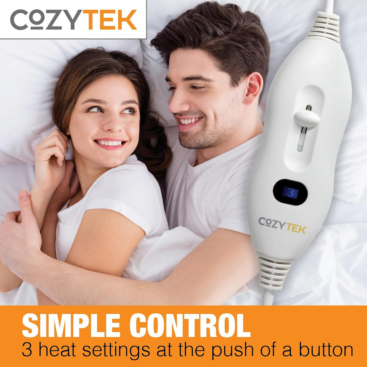 Double Electric Blanket, 3 Heat Settings, Machine Washable