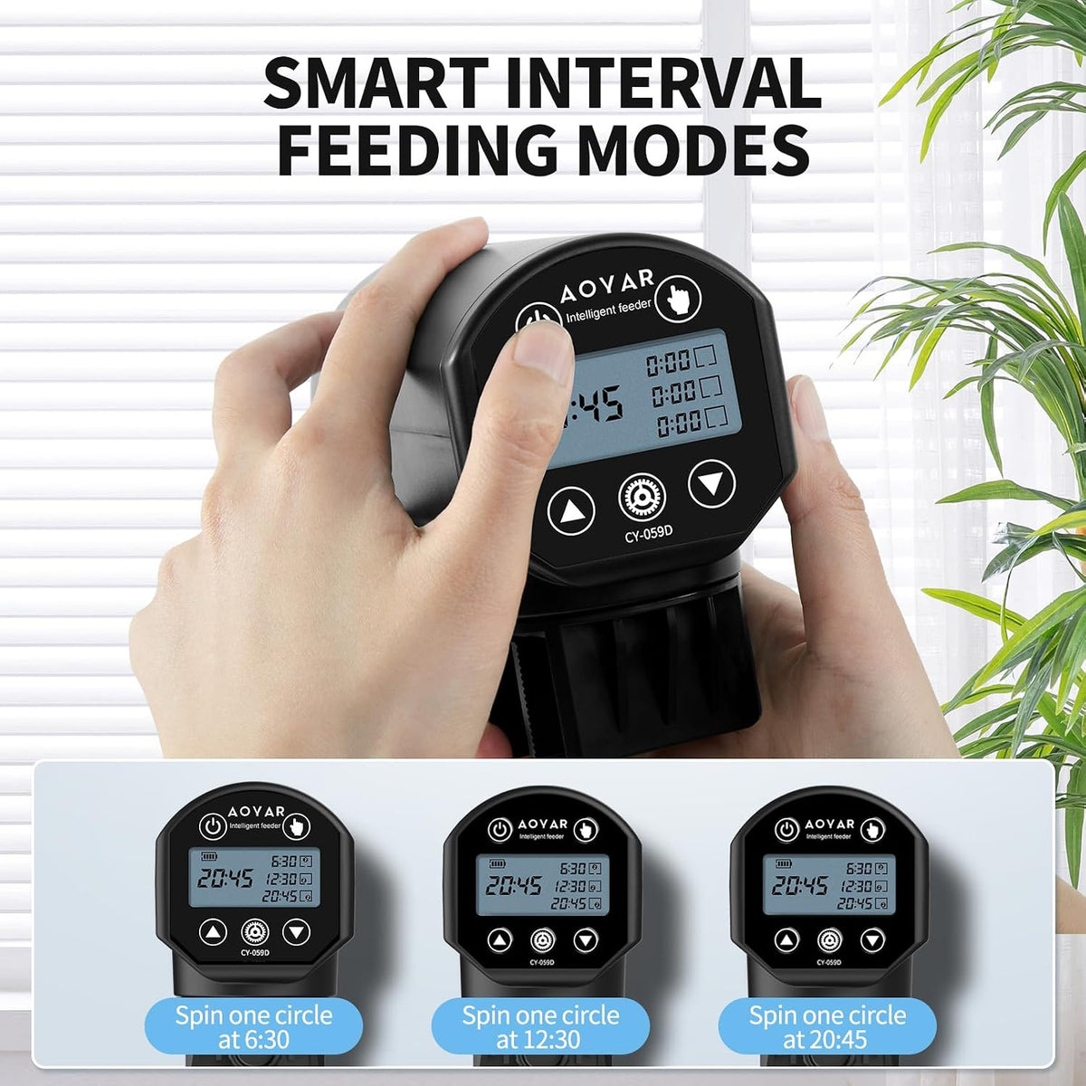 Automatic Fish Feeder for Aquarium: USB Rechargeable Auto Food Dispenser, 200 ML Moisture-Proof Timer with LCD Display, Vacation Fish Tank Timer