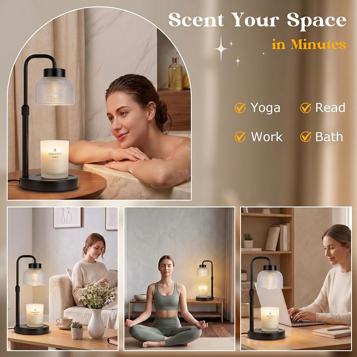 Candle Warmer Lamp with Timer and Dimmer, Height Adjustable Electric Wax Melt Burner for Large Jar Candles, Flameless Candle Lamp Warmer for Home Decor, New Home Gifts for Women Mum Daughter Friend