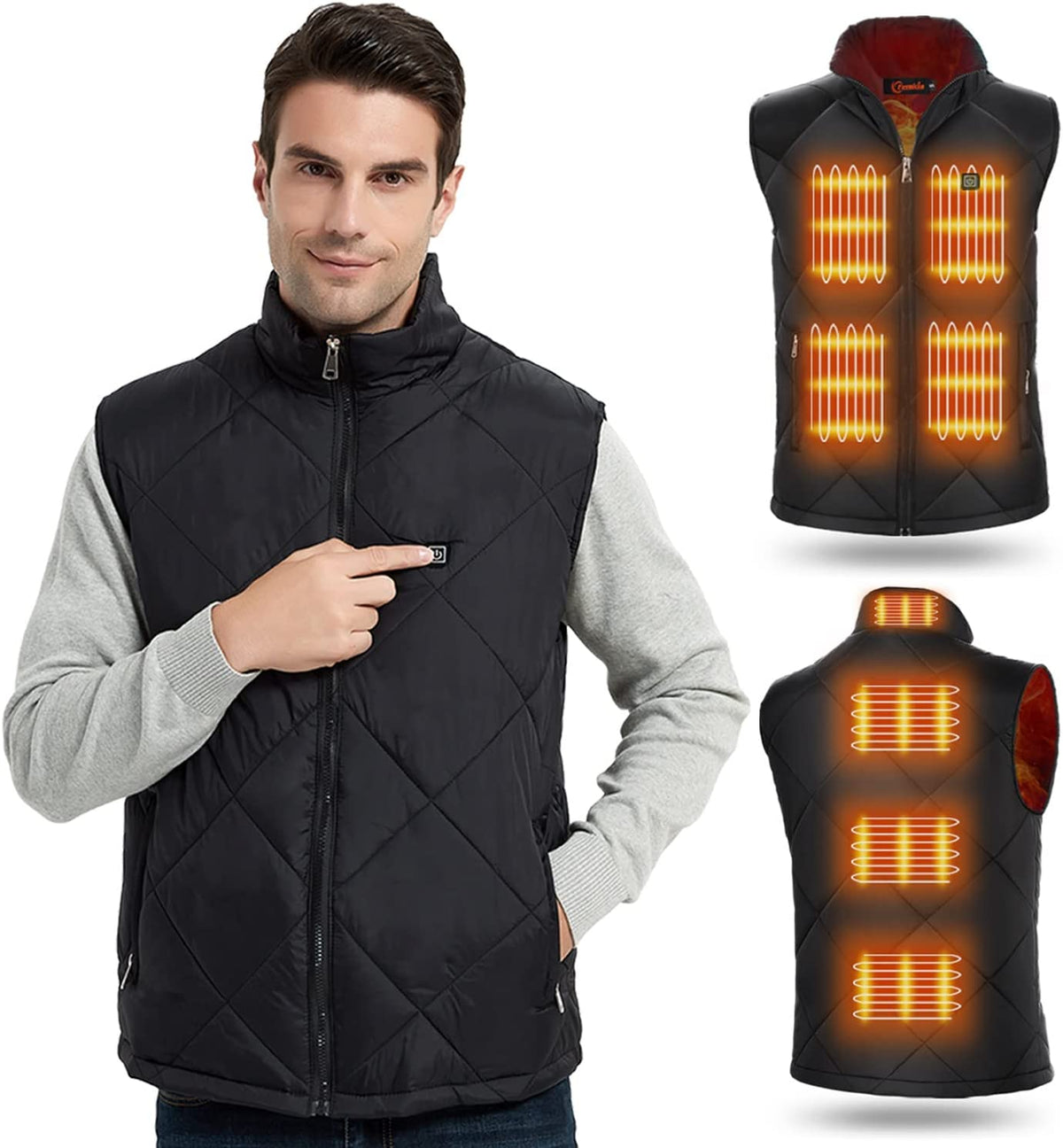 FERNIDA Heated Vest, 8 Heating Zones, Heating Vest for Men Women, Heated Warm Cold-Proof Electric Vest (Battery Not Included)