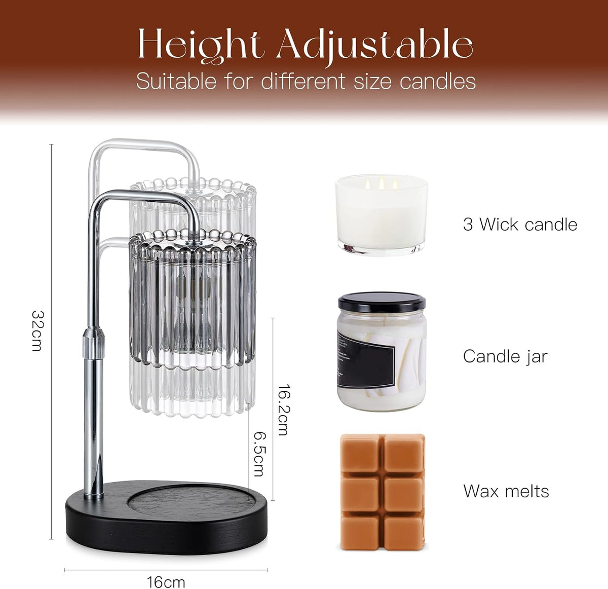Silver Candle Warmer Lamp with Timer, Birthday Gifts for Women Mum