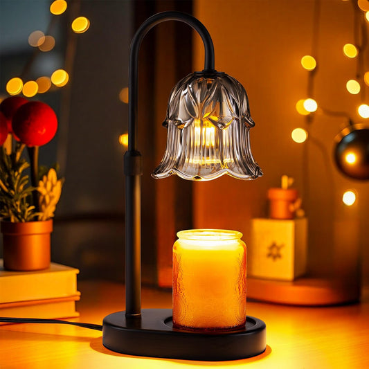 Candle Warmer Lamp with Timer - Dimmable Height Adjustable Electric Melter for Jar Candles Flameless with 2 Bulbs Gifts for Women Mum