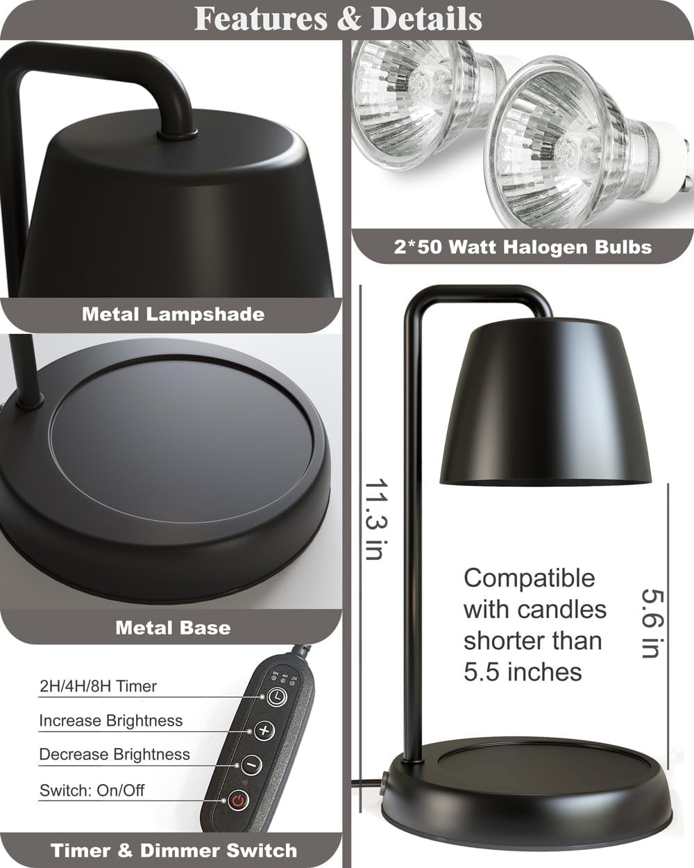Candle Warmer Lamp Black