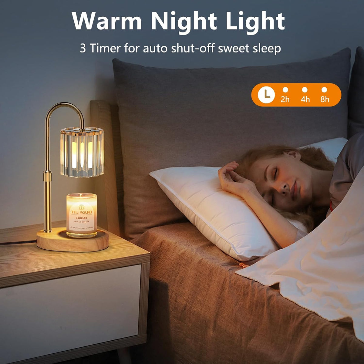 Candle Warmer Lamp with 2 Bulbs, Timer and Dimmer, Adjustable Height, Birthday Gifts for Women Mom, Wax Melt Warmer for Scented Jar Candles (074 Gold + 2 Replacement Bulbs)
