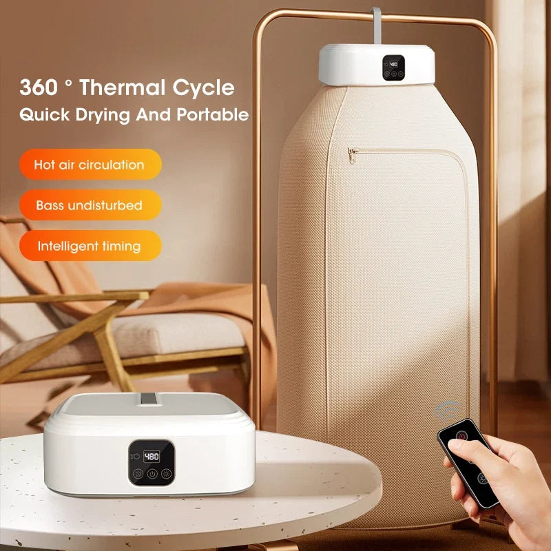 Electric Portable Clothes Dryer Foldable Smart Drying Rack with UV Light Sterilization for Home and Travel Use