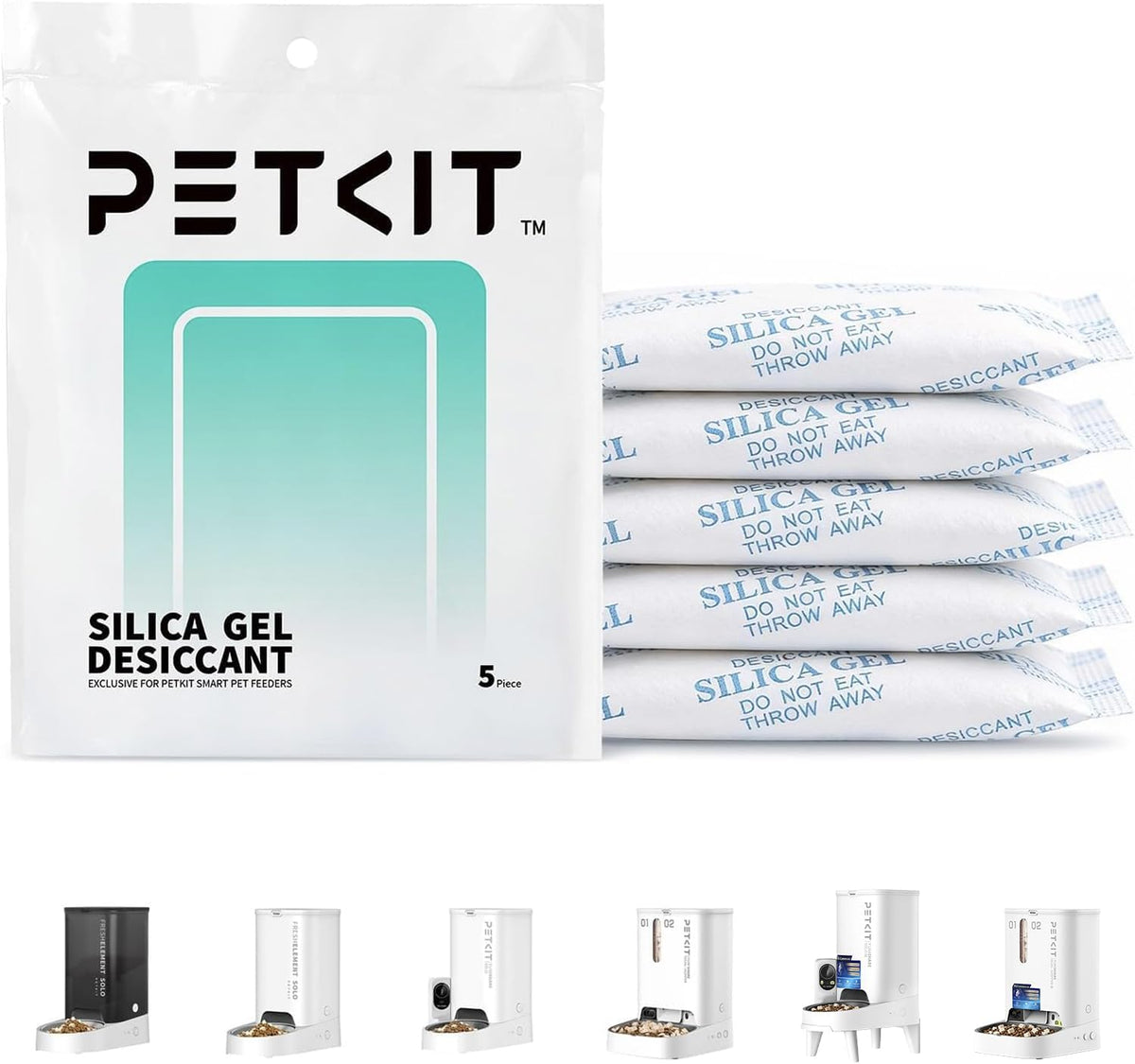 Silica Gel Desiccant Sachets 30 Gram X 5 Packs for Smart Automatic Pet Feeders, Desiccant Replacement Bags for Cat Feeders to Keep Pet Food Dry and Fresh