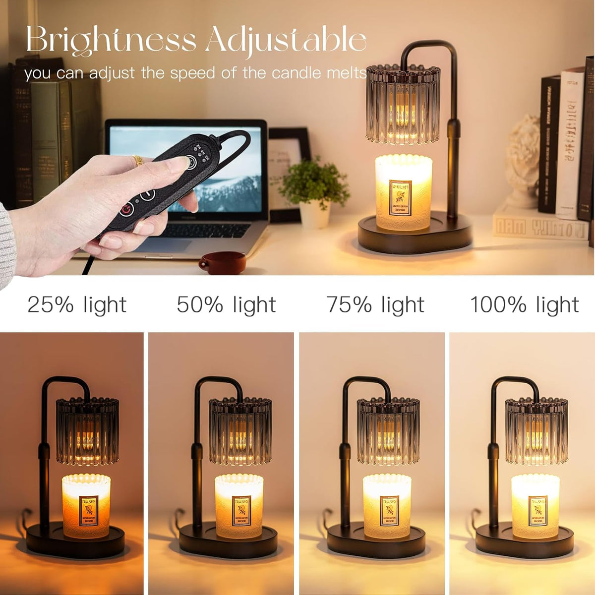 Black Candle Warmer Lamp with Timer, Birthday Gifts for Women Mum