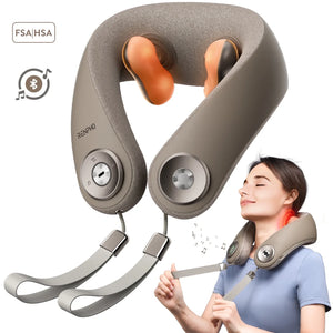 Cordless Shiatsu Neck and Shoulder Massager with Heat, Bluetooth Music