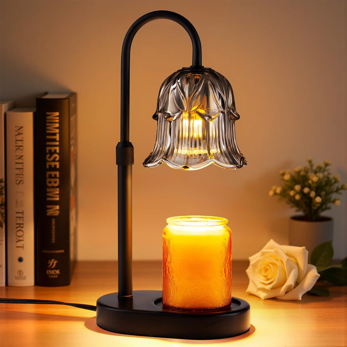 Candle Warmer Lamp with Timer - Dimmable Height Adjustable Electric Melter for Jar Candles Flameless with 2 Bulbs Gifts for Women Mum