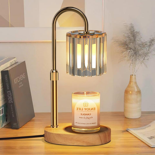 Candle Warmer Lamp with 2 Bulbs, Timer and Dimmer, Adjustable Height, Birthday Gifts for Women Mom, Wax Melt Warmer for Scented Jar Candles (074 Gold + 2 Replacement Bulbs)