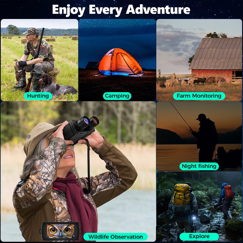 4K Night Vision Goggles for Adults, 10X Infrared Night Vision Binoculars, 40MP Photo and Video Capture, Type-C Rechargeable