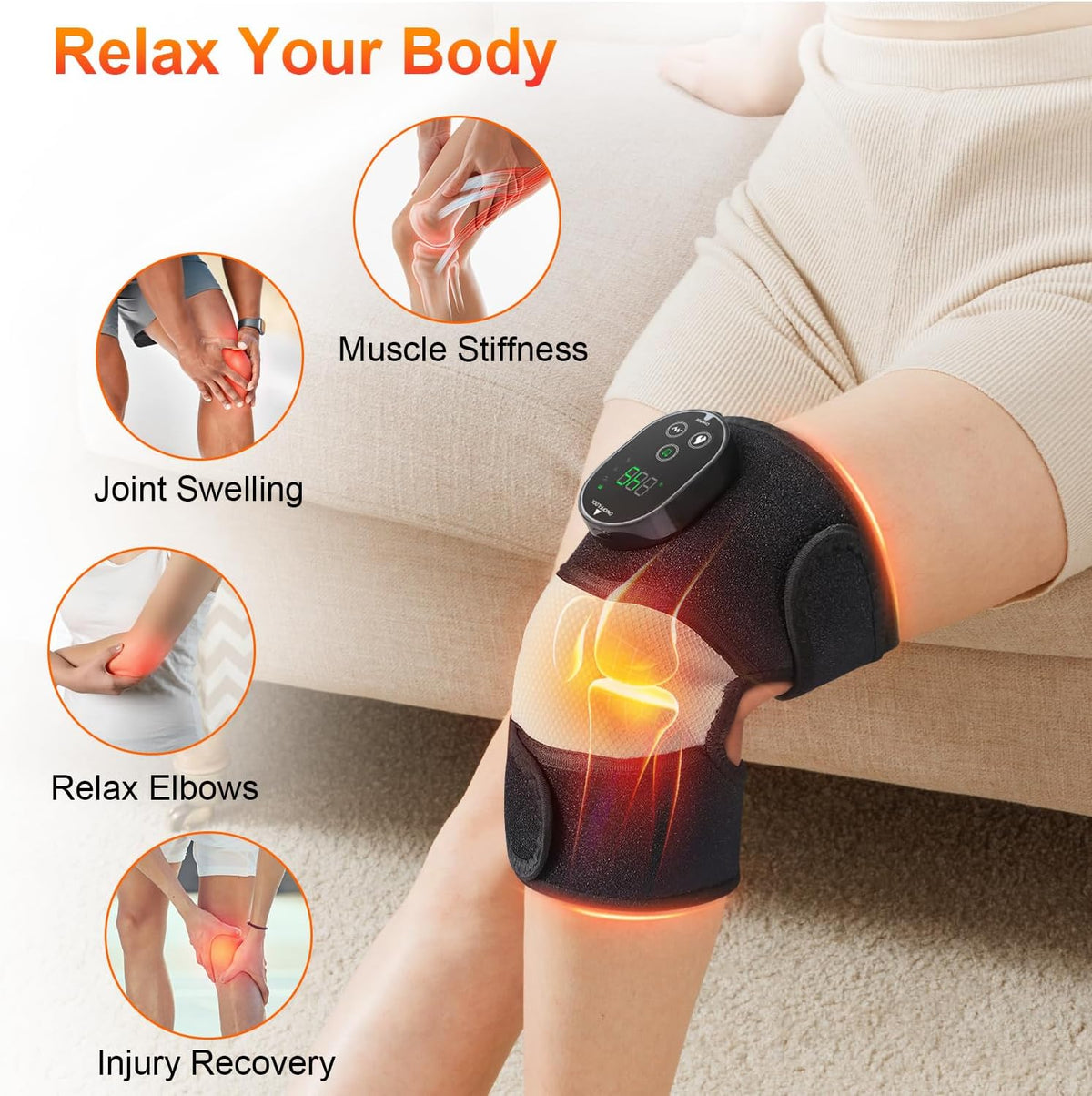 Heated Knee Massager, FSA Eligible 3-In-1 Elbow Shoulder Knee Heating Pad