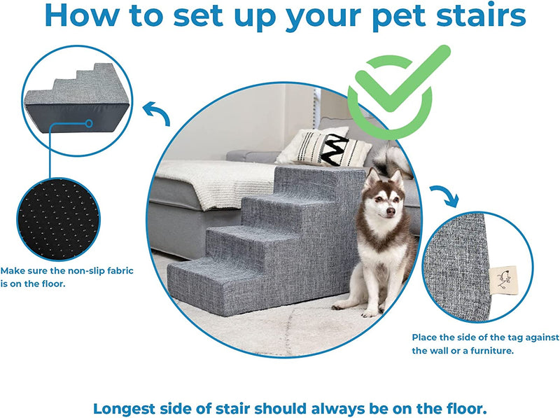 Best Pet Supplies Dog Stairs & Steps - Foam Steps for Small Dogs & Cats, Non-Slip Indoor Balanced Pet Step Support, Dog Ramp, No Assembly, Foldable Stair, 3-Step