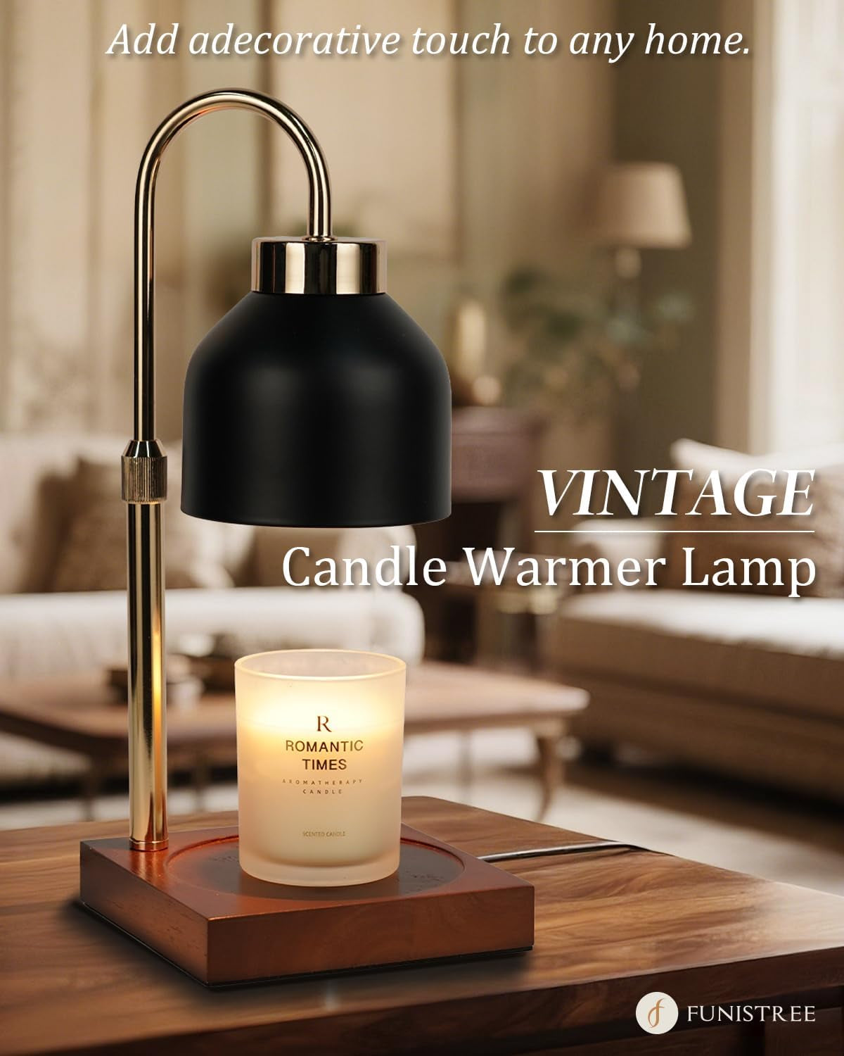 Black Candle Warmer Lamp Height Adjustable, Gifts for Women Mum Christmas