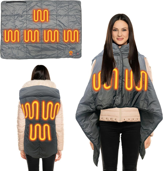 Heated Wearable Poncho by Extremeheat, Battery Included