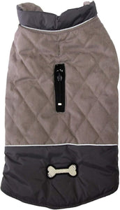 Vecomfy Reversible Dog Coat for Small Dogs with 2 Leash Openings | Reversible Dog Jacket with Dual Leash Openings, Warm Winter Coat for Cold Weather Walks,Grey,S