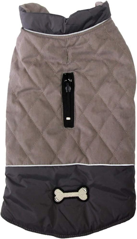 Vecomfy Reversible Dog Coat for Small Dogs with 2 Leash Openings | Reversible Dog Jacket with Dual Leash Openings, Warm Winter Coat for Cold Weather Walks,Grey,S