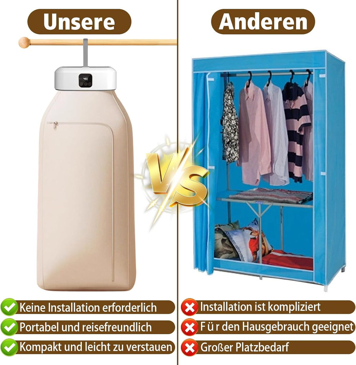 Tragbarer Wäschetrockner, Faltbare Mini-Trocknungsmaschine Mit 1-8H Timing Für Geschäftsreisen, Studentenwohnheime, Wohnungen, Hotels, Campingplätze Travel
