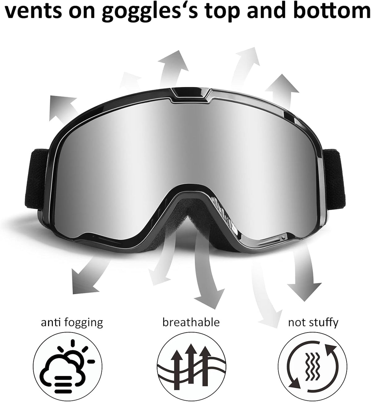 Motocross Goggles for Adult ATV, Motorcycle, Dirtbike & Offroad | UV400, Anti-Scratch, Dustproof, Silver MX Goggles