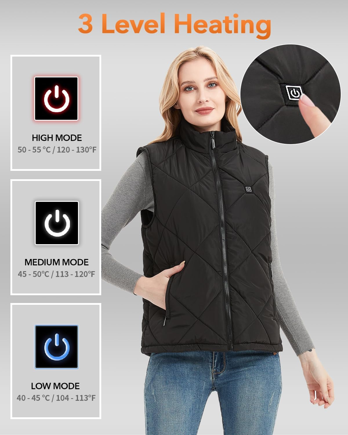 FERNIDA Heated Vest, 8 Heating Zones, Heating Vest for Men Women, Heated Warm Cold-Proof Electric Vest (Battery Not Included)