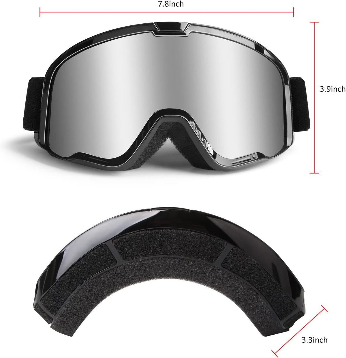 Motocross Goggles for Adult ATV, Motorcycle, Dirtbike & Offroad | UV400, Anti-Scratch, Dustproof, Silver MX Goggles